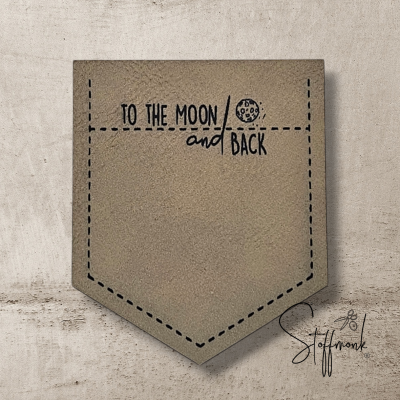 BIG Taschen-Label - "TO THE MOON AND BACK (mit Planet)" -  Höhe ca. 8 cm - Kunstleder ++ Farbauswahl ++
